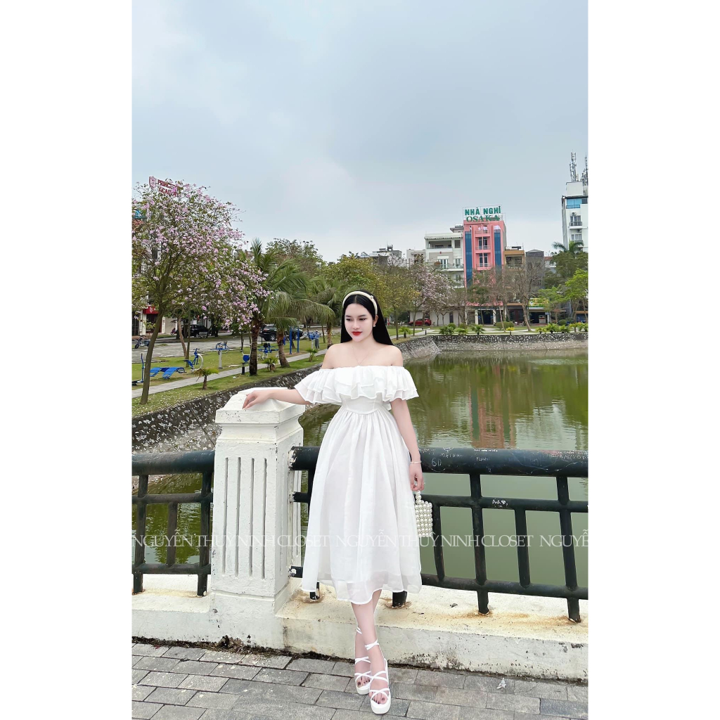 Đầm váy nữ xòe phối bèo 2 lớp với 3 tone màu nhẹ nhàng, xinh xắn dành cho các nàng diện đi chơi, dự tiệc siêu xinh