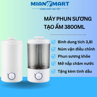 Máy tạo ẩm - máy phun sương siêu âm xông tinh dầu 3,8 lít, phun siêu âm bảo hành 3 tháng - Mian mart