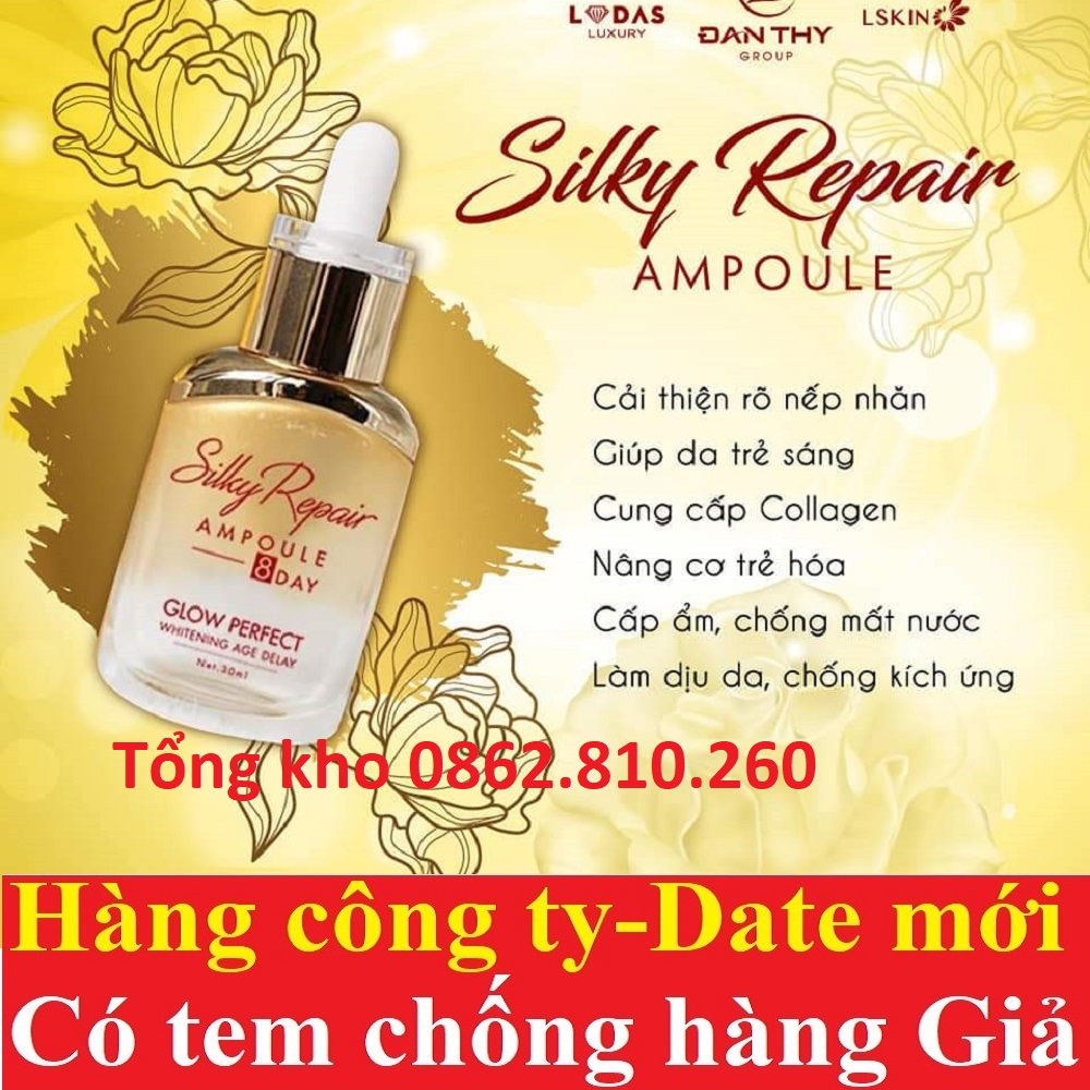 Huyết thanh tơ tắm silky repair ampoule 8 day glow perfect whitening age delay Đan Thy-SERUM CẤP ẨM DƯỠNG TRẮNG TƠ TẰM