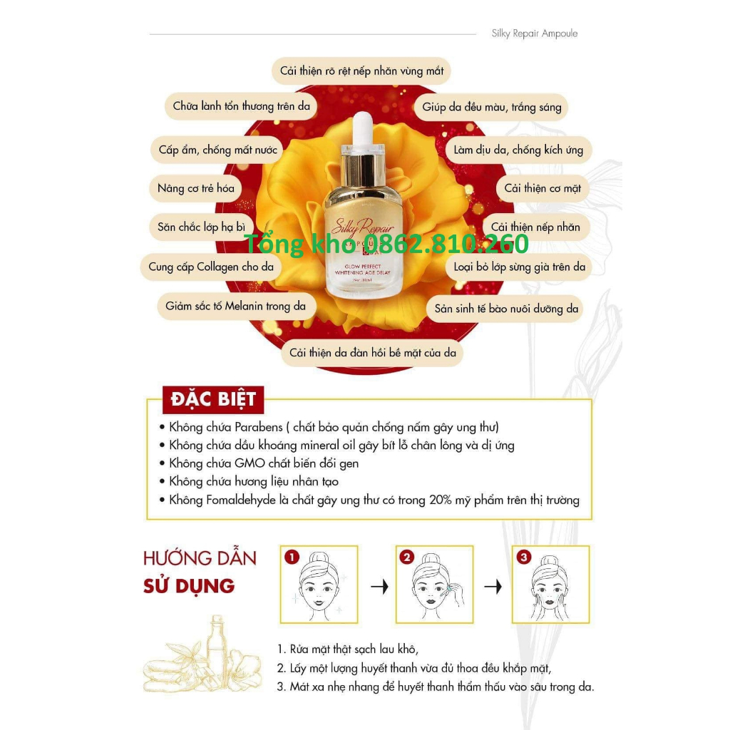 Huyết thanh LSkin ĐAN THY silky repair ampoule 8 day glow perfect whiteng age delay Tăng sinh collagen ,dưỡng ẩm da.