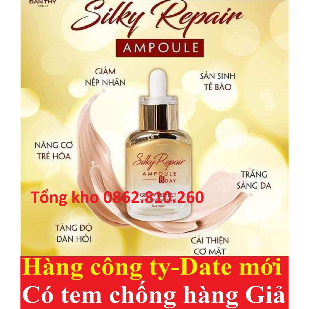 Huyết thanh tơ tắm silky repair ampoule 8 day glow perfect whitening age delay Đan Thy-SERUM CẤP ẨM DƯỠNG TRẮNG TƠ TẰM