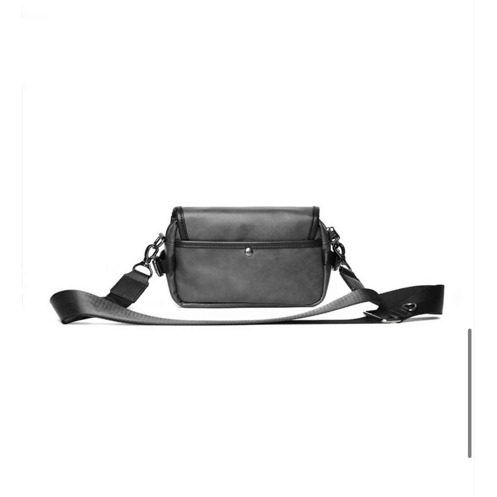 Túi đeo chéo nam nữ da PU đen trơn chống nước thời trang phong cách cá tính