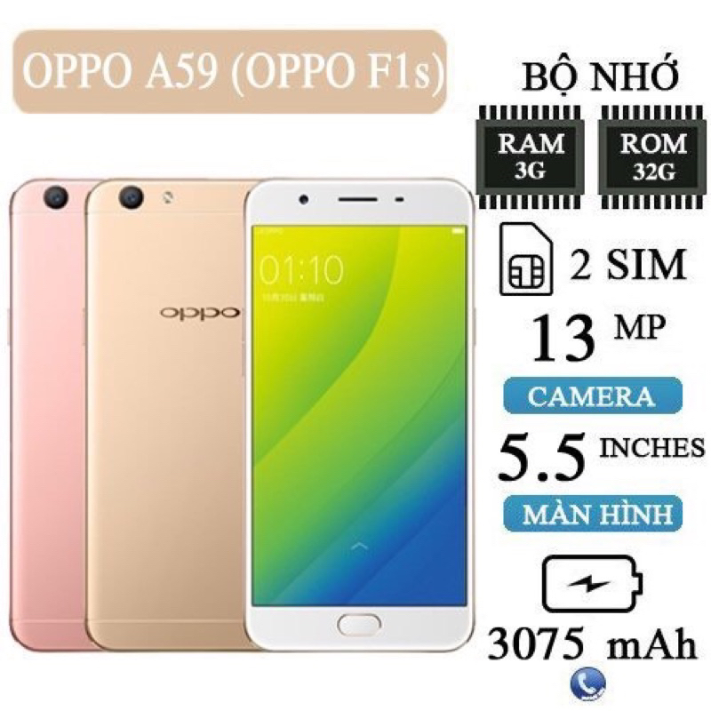 [CHÍNH HÃNG] Điện thoại oppo F1s (A59) mới 99% RAM 3/4GB bộ nhớ 32GB bản 2 sim kèm phụ kiện sạc ốp | BigBuy360 - bigbuy360.vn