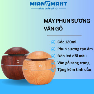 Máy xông tinh dầu phun sương tạo độ ẩm vân gỗ 150ml, máy tạo độ ẩm - MIAN MART