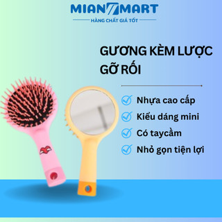 Lược chải tóc gỡ rối kèm gương 2in1 giúp hạn chế làm tóc hư tổn gãy rụng Mian Mart