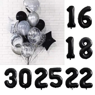 Bóng số 40cm màu đen black number balloon bso22