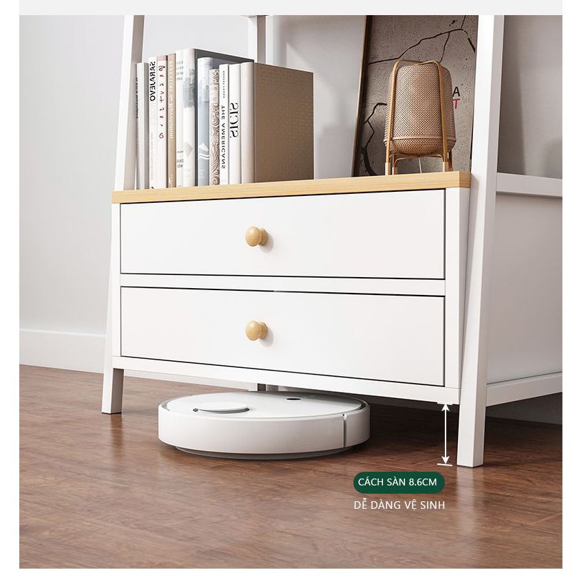 Giá sách hình thang có ngăn kéo bằng kim loại kết hợp gỗ MDF - GM76