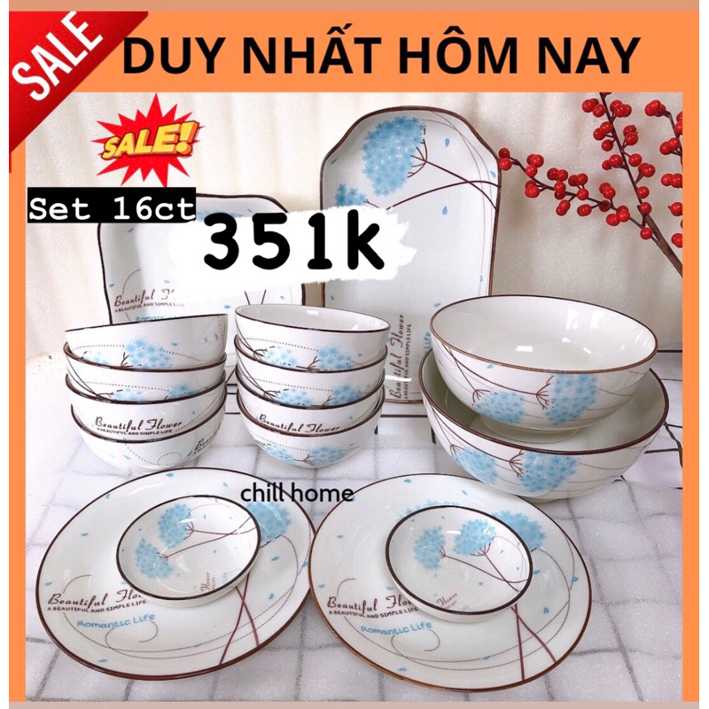 Bộ bát đĩa bát tràng,set bát ăn cơm đẹp ,chén dĩa sứ decor bàn ăn phong cách Hàn Quốc mã VB677 Chill home