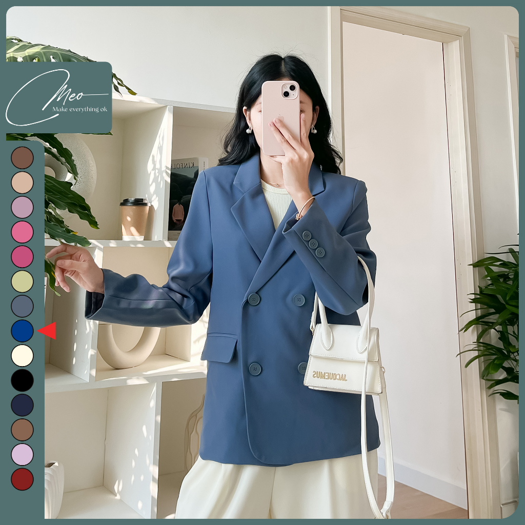 Áo blazer nữ áo vest dài tay màu xanh dương | BigBuy360 - bigbuy360.vn