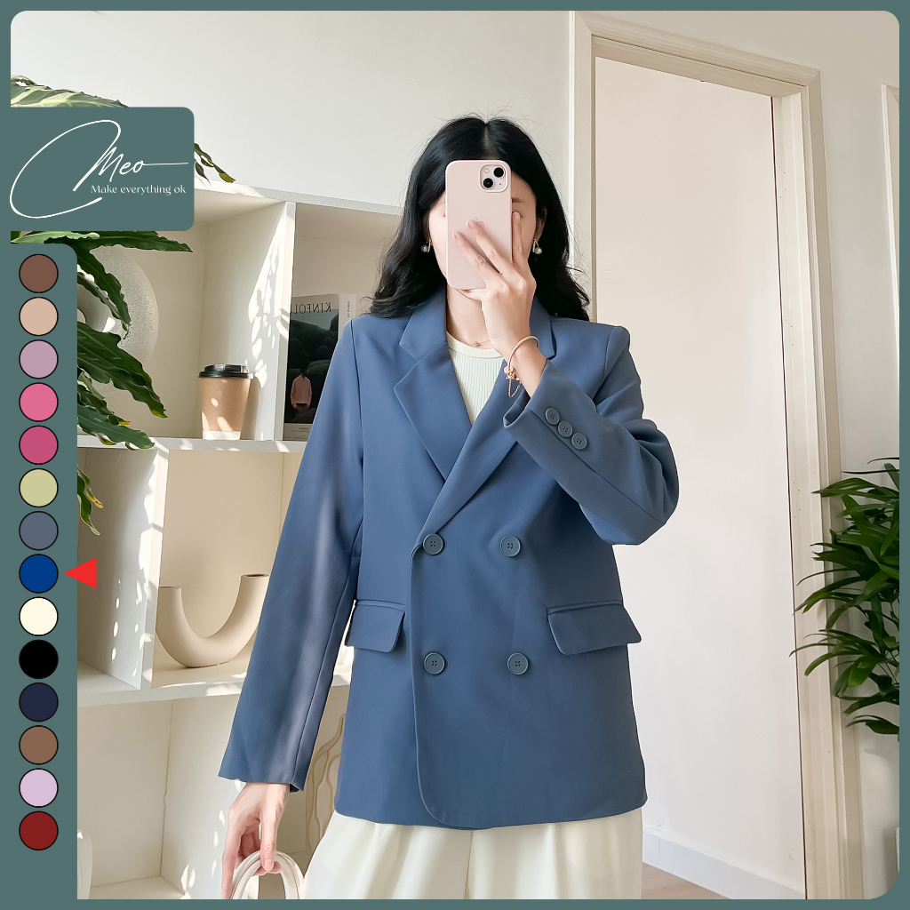 Áo blazer nữ áo vest dài tay màu xanh dương | BigBuy360 - bigbuy360.vn