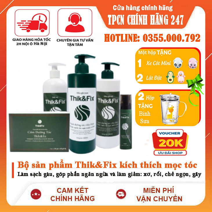 🍀[CHÍNH HÃNG]🍀 Bộ sản phẩm Thik&Fix hỗ trợ kích thích mọc tóc, phục hồi tóc hư tổn, ngăn ngừa tóc rụng