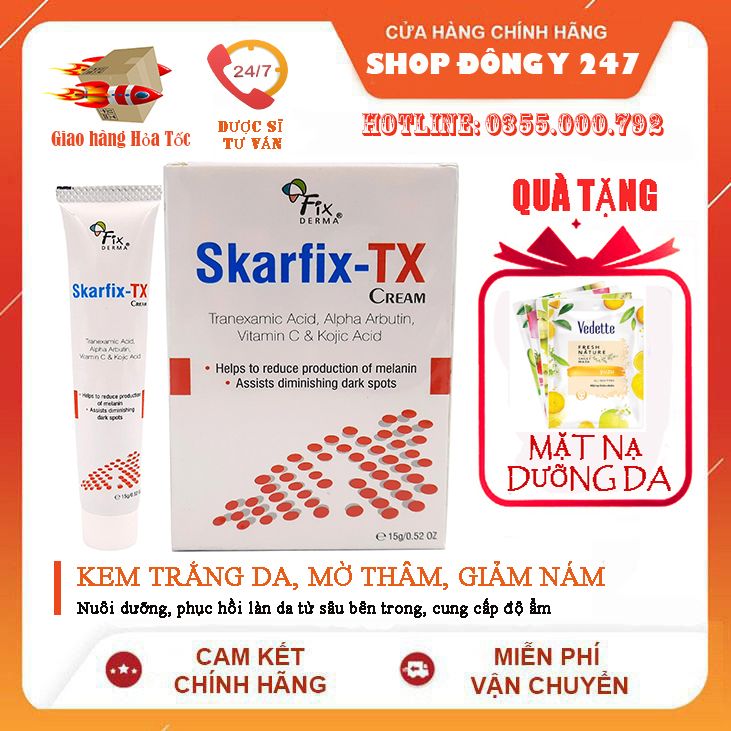 Skarfix TX Fixderma Cream, Kem Trắng Da , Mờ Thâm Nám 15g