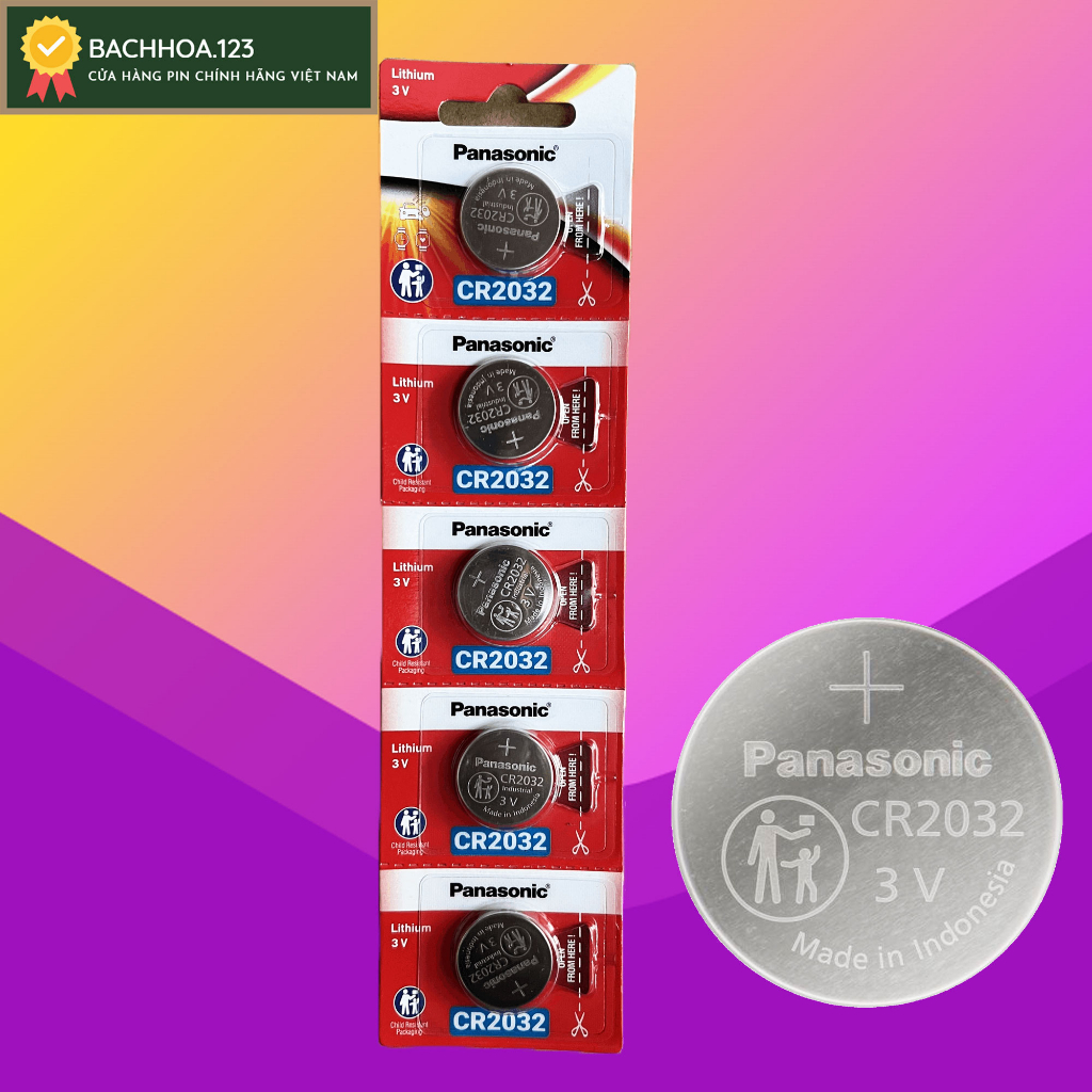 Vỉ 5 viên Pin Panasonic CR2032 / CR2025 / CR2016 / CR1620 / CR1616 / CR1632 / CR1220 Made in Indonesia chính hãng