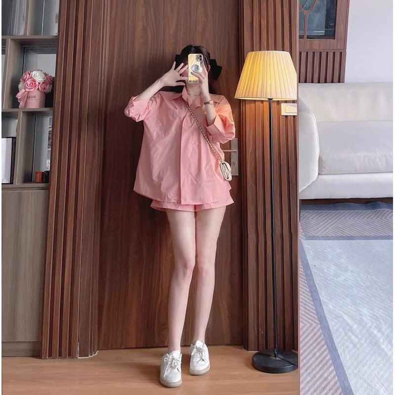 Set Áo Sơ Mi Kèm Quần Phong Cách Hàn Quốc CC0111