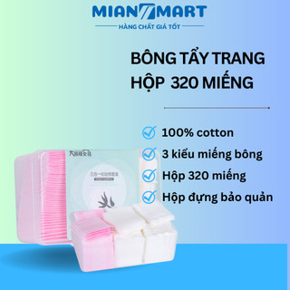 Hộp bông tẩy trang 3 trong 1 320 miếng bông tự nhiên chăm sóc da nhẹ nhàng - MIAN MART
