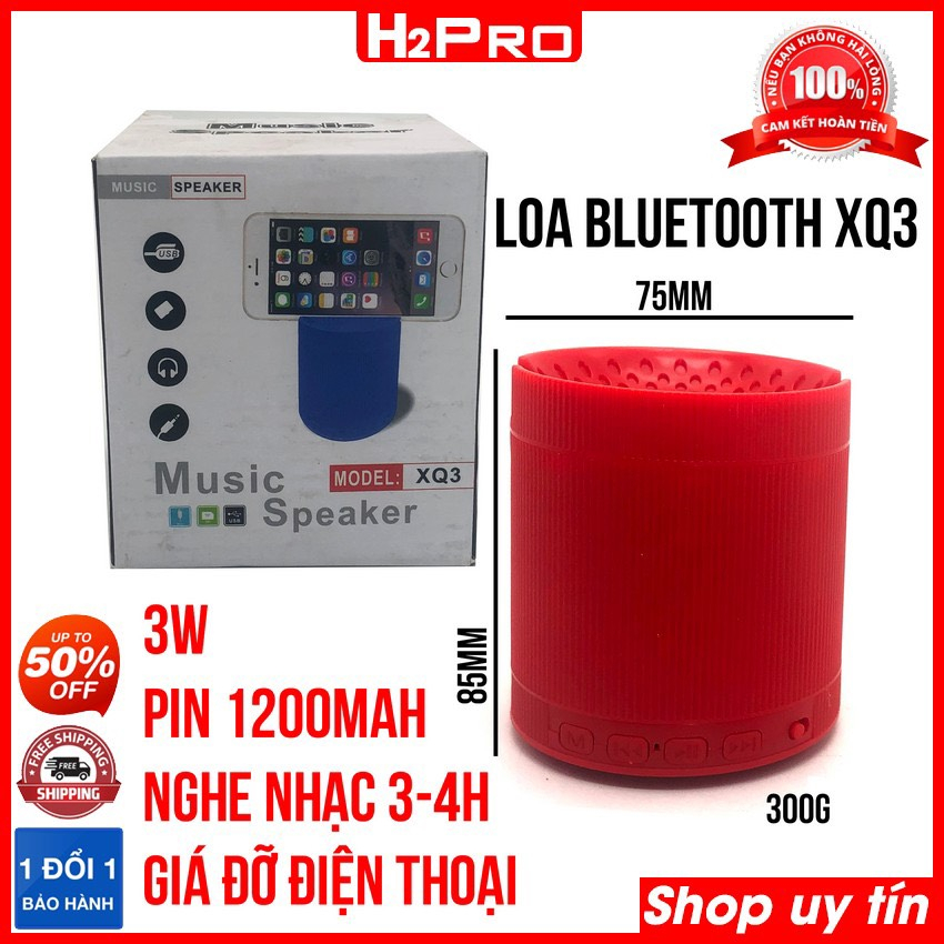 Loa Bluetooth Mini XQ3 Nhỏ Gọn, Có Giá Đỡ Điện Thoại, Cắm Thẻ Nhớ, USB, Đài FM