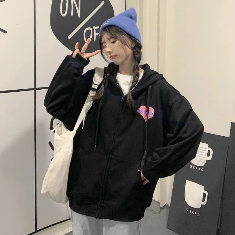 Áo khoác nữ xiteen dây kéo trái tim xinh xinh siêu chất-A923