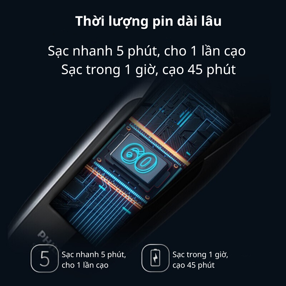Máy cạo râu Philips điện 3 lưỡi S2305 dành cho cạo khô và ướt, tích hợp cạo mai, có sạc nhanh - BH 24 tháng - Madico