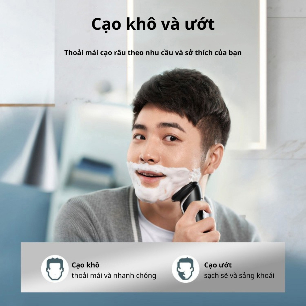 Máy cạo râu Philips điện 3 lưỡi S2305 dành cho cạo khô và ướt, tích hợp cạo mai, có sạc nhanh - BH 24 tháng - Madico