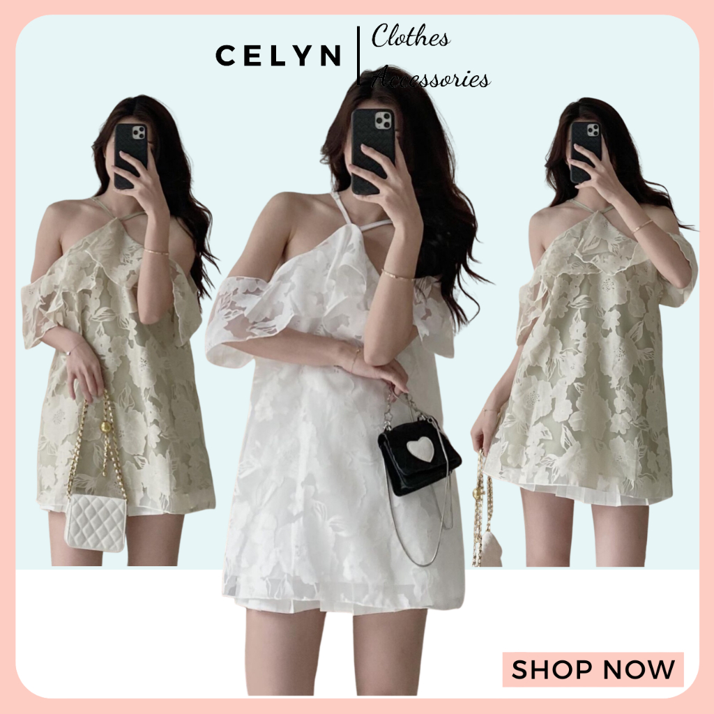 Áo trễ vai hoa chìm cổ yếm tiểu thư A052 celyn.clothes
