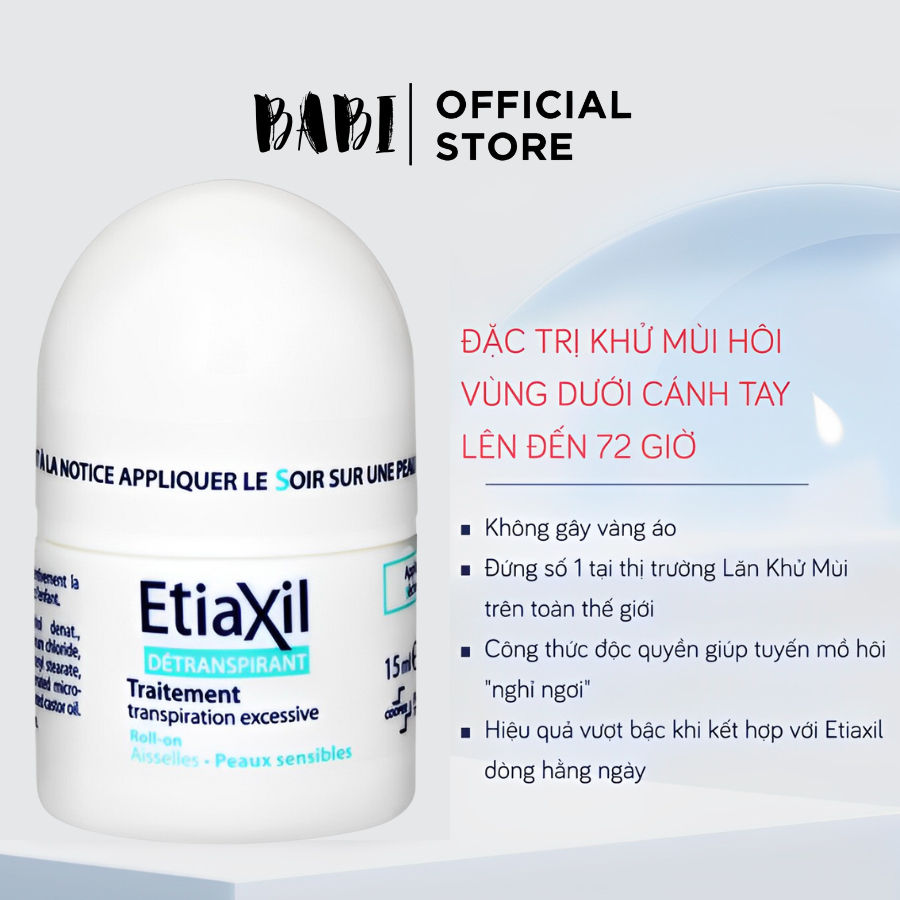 Lăn khử mùi Etiaxil hỗ trợ cải thiện mùi hôi hiệu quả chính hãng Pháp 15ml