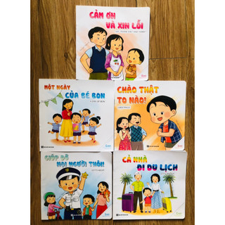 Sách- bộ 5 cuốn truyện ehon nhật bản trau dồi kỹ năng sống- song ngữ việt anh
