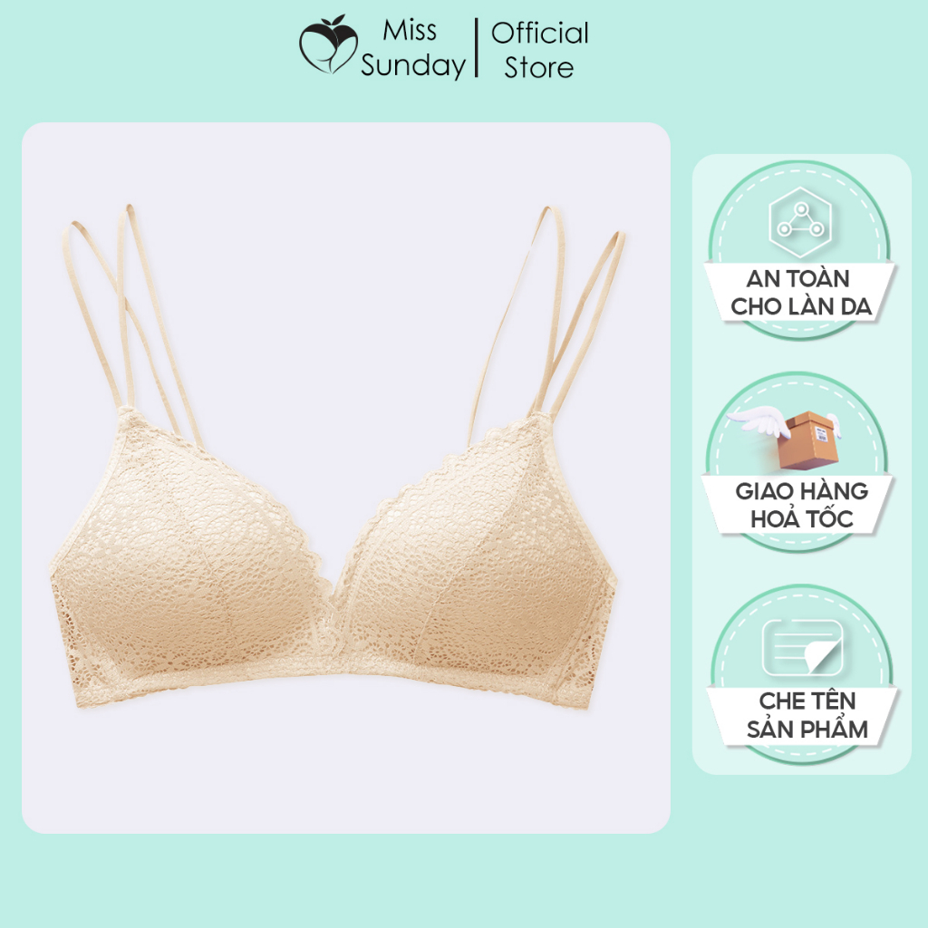 Áo ngực không gọng nữ quả chéo đệm mỏng chất ren mềm mại ôm ngực S395 MissSunday