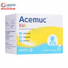 Acemuc kids 100mg và 200mg hộp 30 gói dùng cho trẻ em giúp hệ hô hấp của trẻ khỏe mạnh