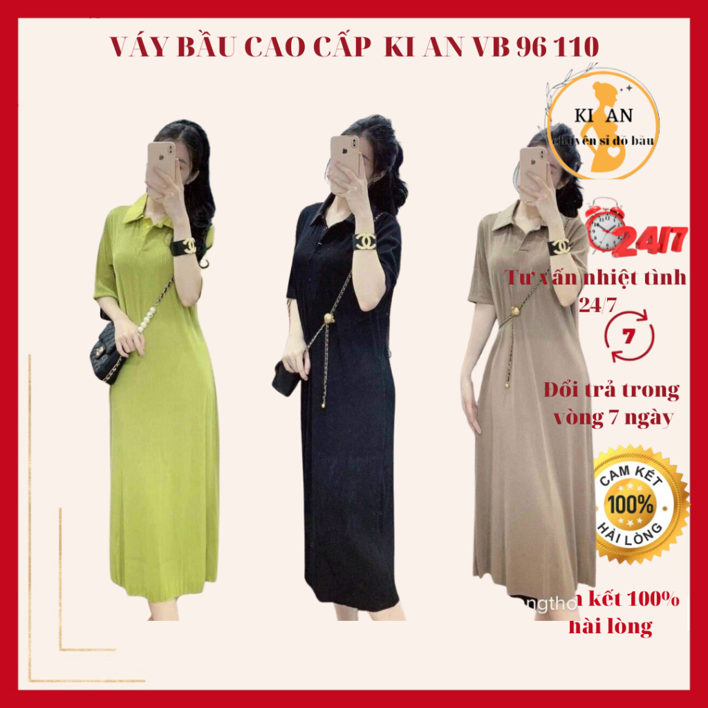 Váy bầu hàng loại 1- thiết kế dáng dài -cổ đưc siêu sang chảnh-cho mẹ bầu đi làm, đi chơi, đi dạo