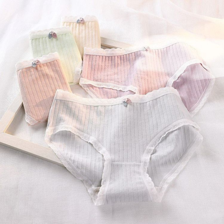Quần lót nữ cotton - Quần chip nữ cute viền ren đính nơ chiếc lá co dãn thấm hút mồ hôi Cavera L521