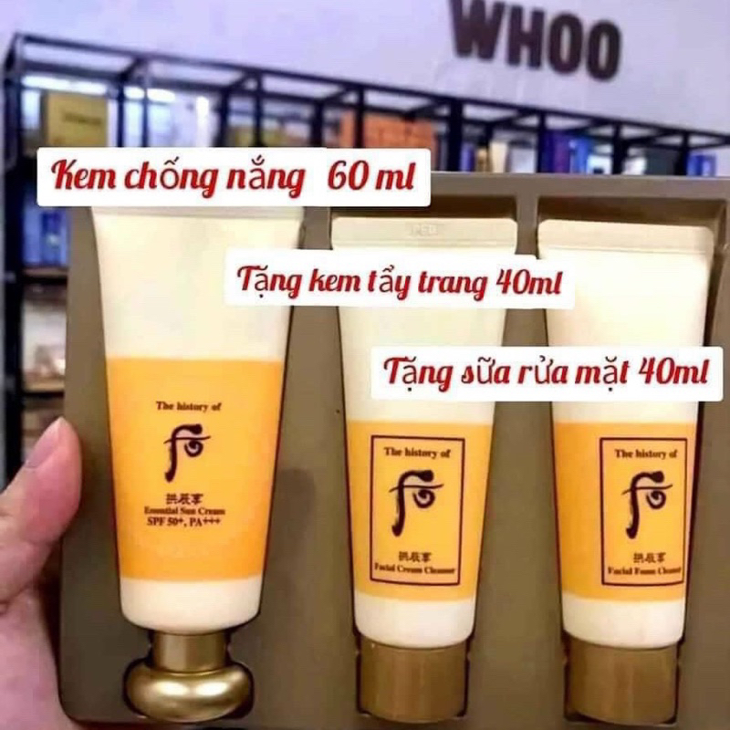 [Hàng Chính Hãng] Set kem chống nắng dưỡng ẩm và chống nhăn Whoo Moisture Sun Cream - Hàn Quốc