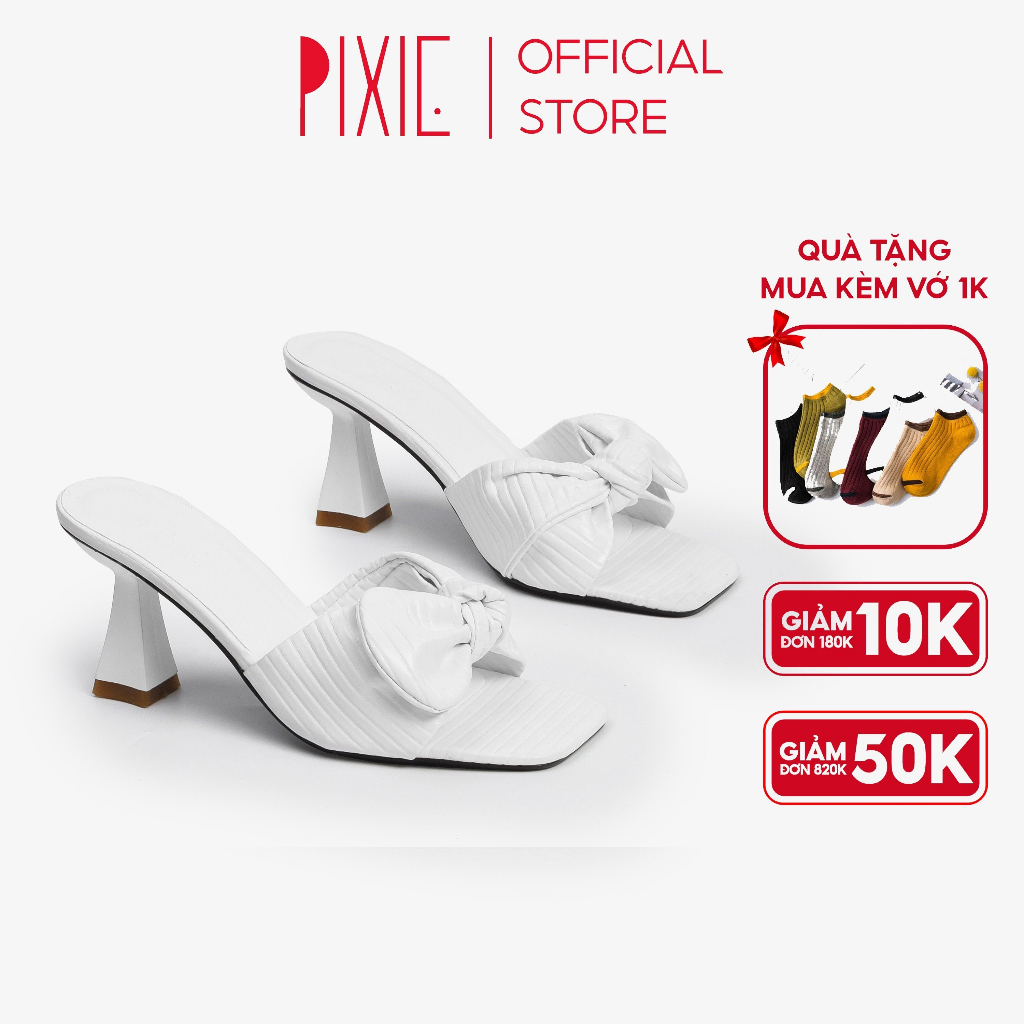 Guốc Cao Gót 7cm Quai Thắt Nơ H089 Pixie