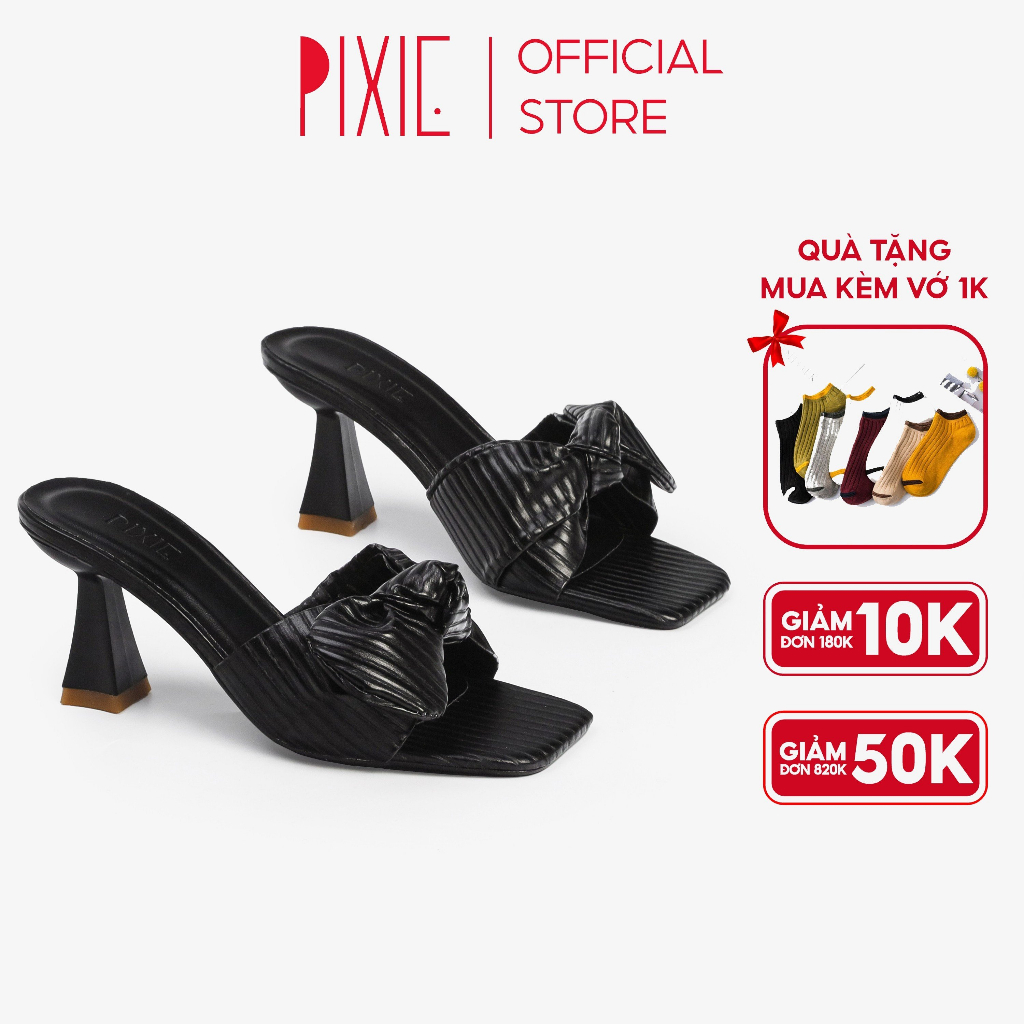 Guốc Cao Gót 7cm Quai Thắt Nơ H089 Pixie