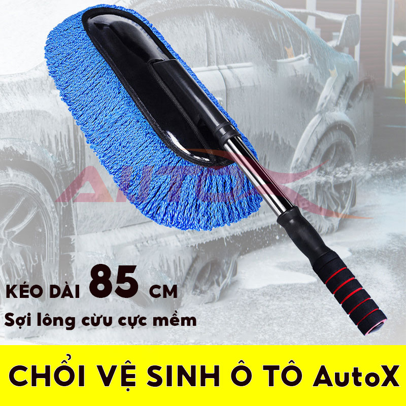 Chổi lau xe ô tô chuyên dụng AutoX cán thép dài 85cm vệ sinh nhiều bề mặt chống xước và hút ẩm hút bụi siêu tốt