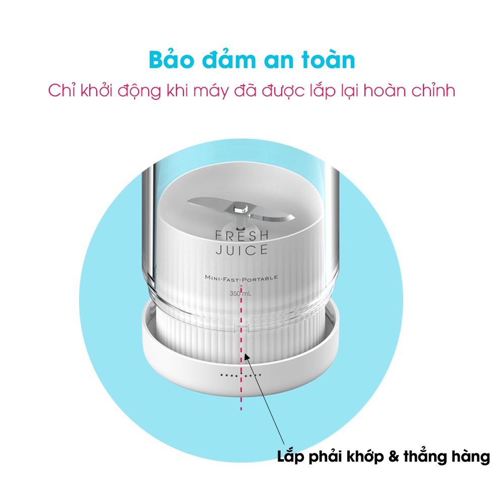 Máy xay sinh tố cầm tay ST4, máy say sinh tố sạc pin không dây dung lượng pin 1400mAh, vệ sinh dễ dàng có dây cầm