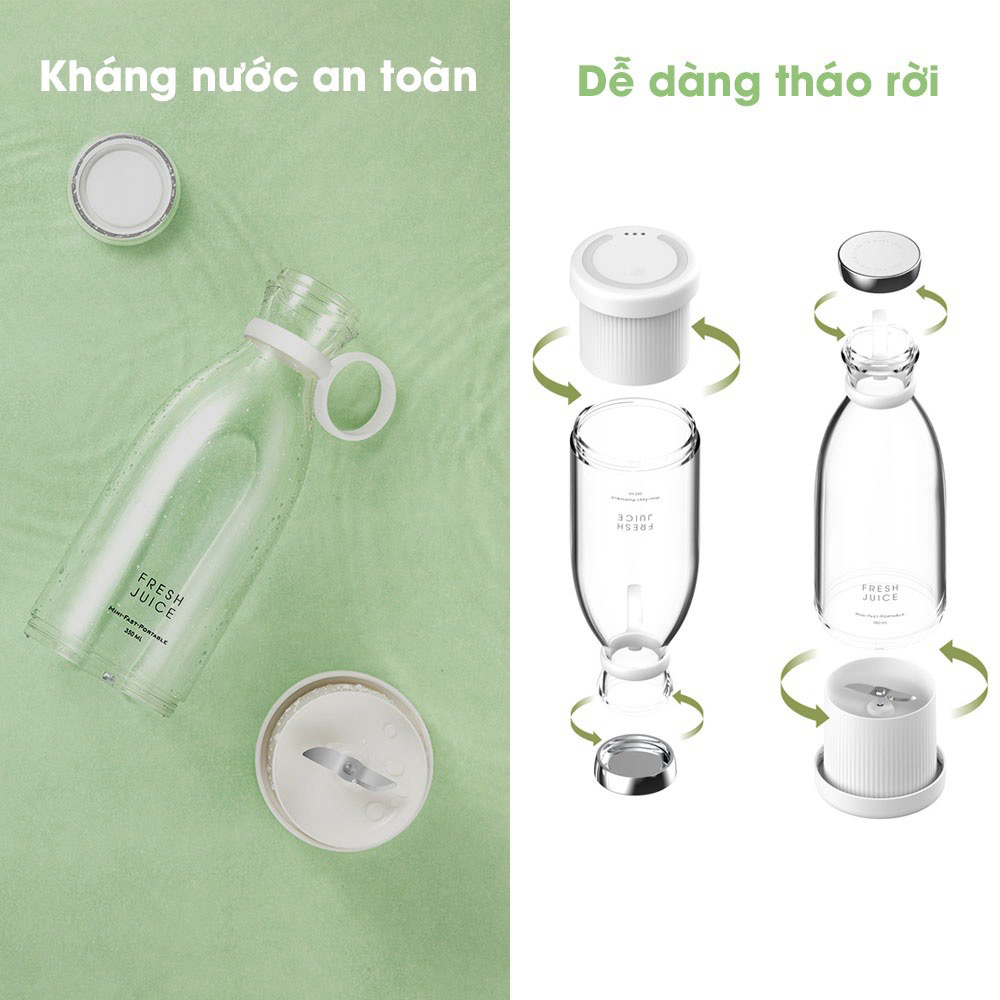 Máy xay sinh tố cầm tay ST4, máy say sinh tố sạc pin không dây dung lượng pin 1400mAh, vệ sinh dễ dàng có dây cầm