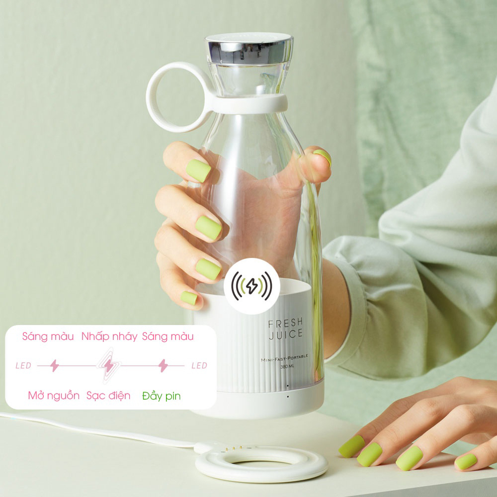 Máy xay sinh tố cầm tay ST4, máy say sinh tố sạc pin không dây dung lượng pin 1400mAh, vệ sinh dễ dàng có dây cầm