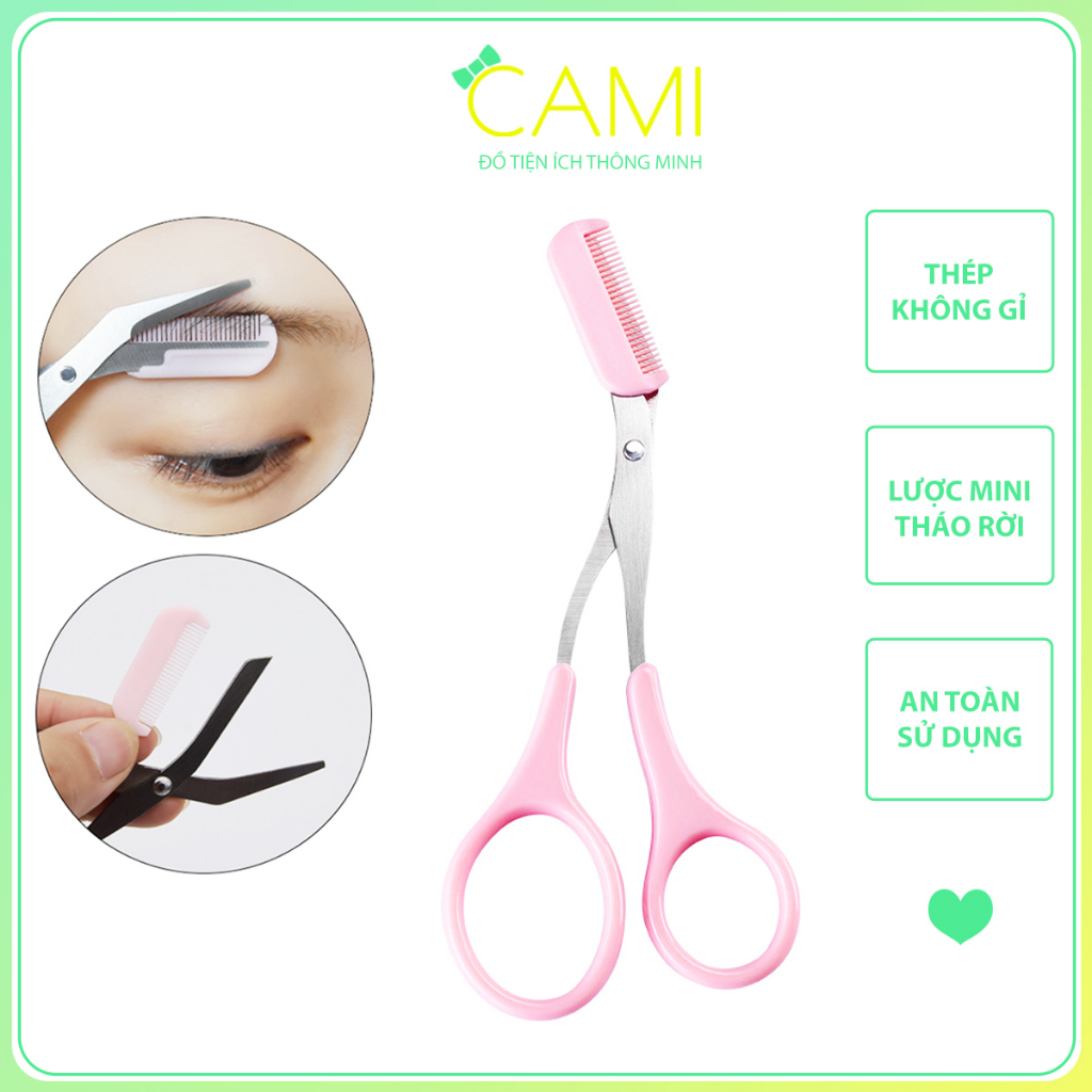 Kéo tỉa lông mày thiết kế gấp gọn tiện lợi, an toàn, giúp định hình lông mày, chất liệu thép không gỉ - Cami - CMPK349
