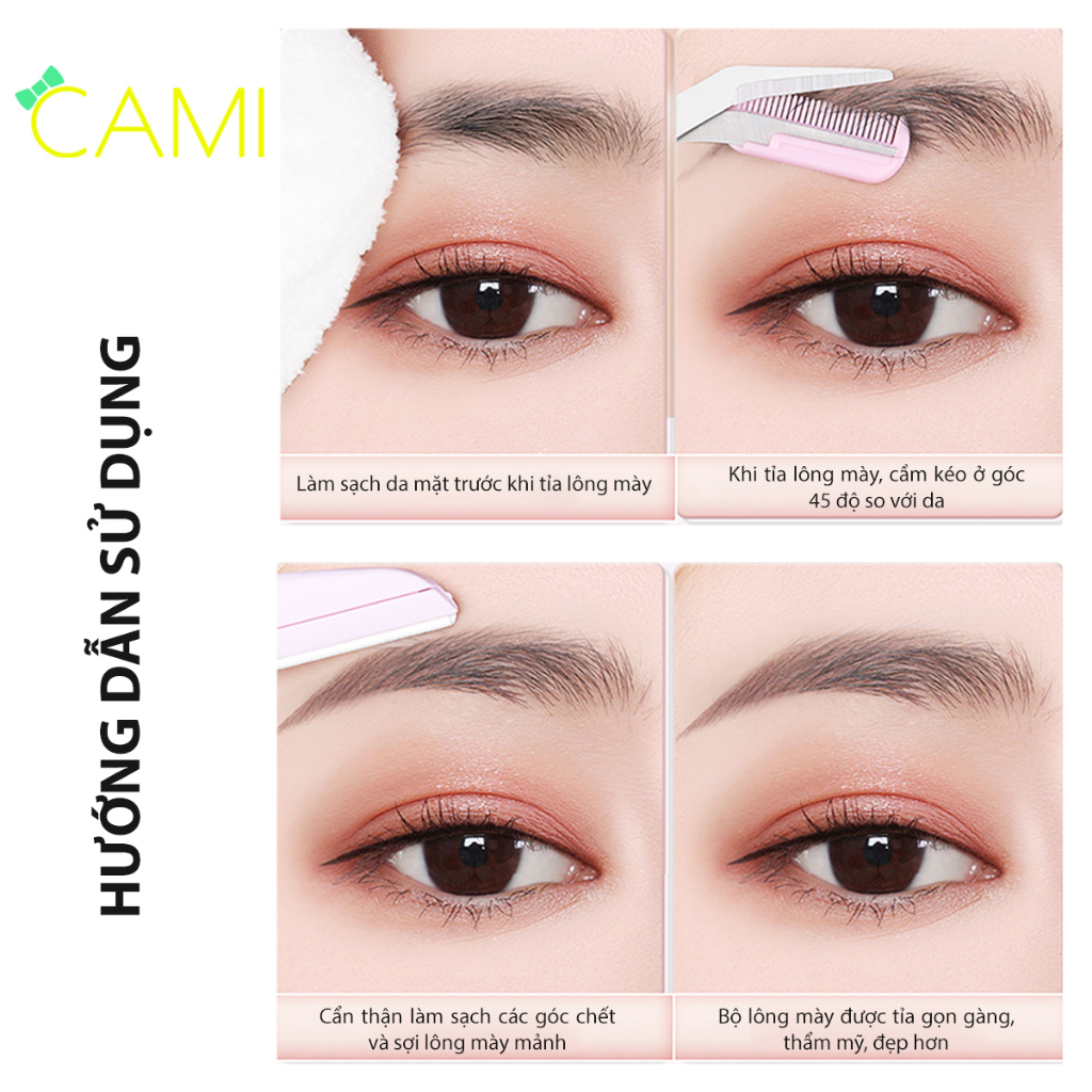 Kéo tỉa lông mày thiết kế gấp gọn tiện lợi, an toàn, giúp định hình lông mày, chất liệu thép không gỉ - Cami - CMPK349