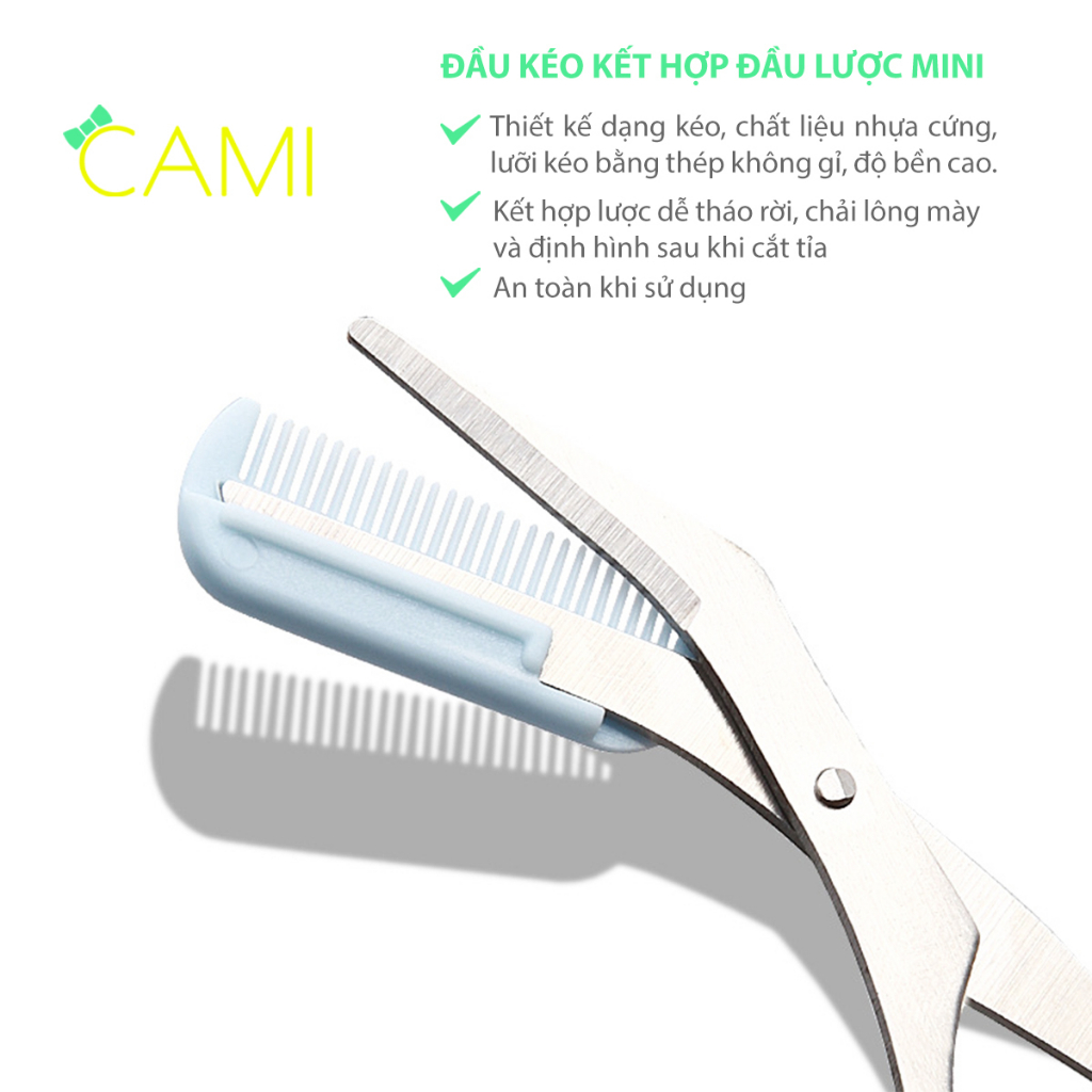Kéo tỉa lông mày thiết kế gấp gọn tiện lợi, an toàn, giúp định hình lông mày, chất liệu thép không gỉ - Cami - CMPK349