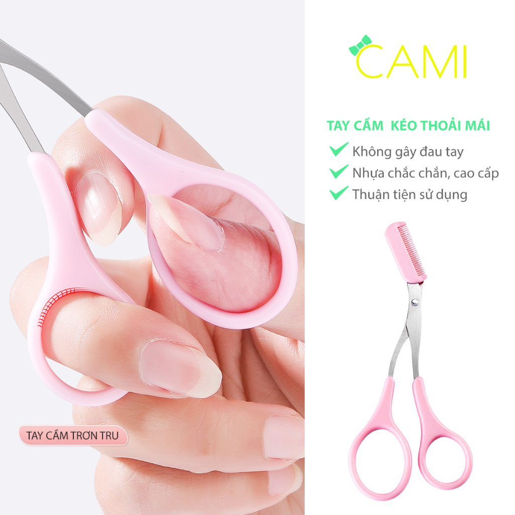 Kéo tỉa lông mày thiết kế gấp gọn tiện lợi, an toàn, giúp định hình lông mày, chất liệu thép không gỉ - Cami - CMPK349
