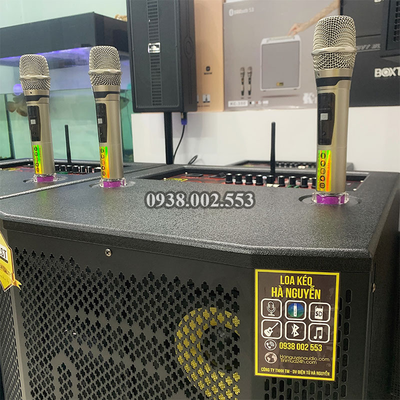 Loa Kéo Công Suất Lớn BEST   Tặng 2 Micro Không Dây UHF