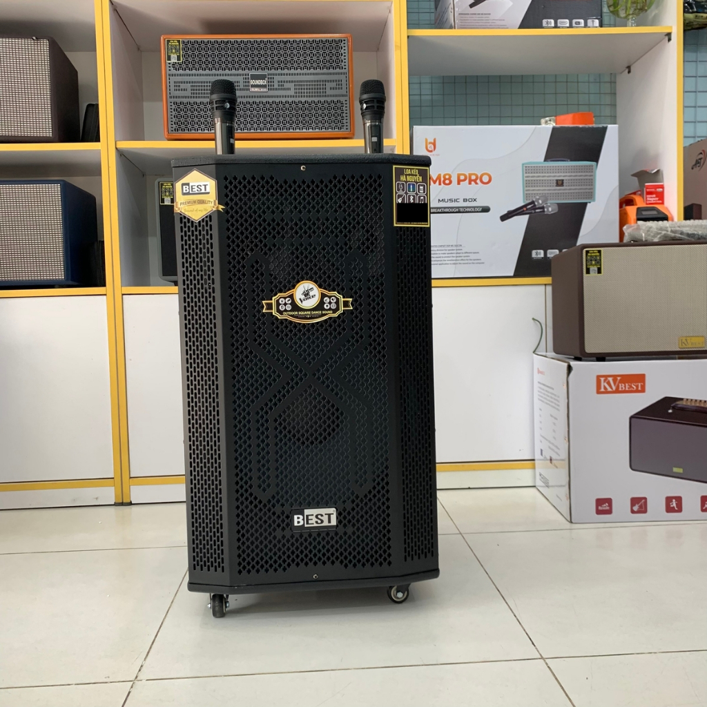 Loa Kéo Công Suất Lớn BEST   Tặng 2 Micro Không Dây UHF