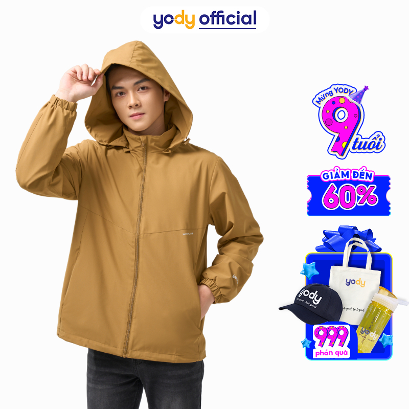 Áo khoác gió nam 3C Plus có mũ YODY 2 lớp năng động trượt nước - AKM5037 MAK23