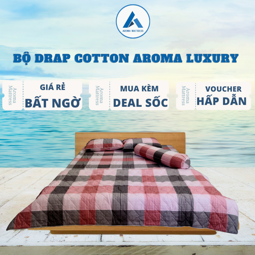 Bộ Drap Cotton Aroma Luxury Có Mền Cao Cấp - Sang Trọng - Không Xù - Không Phai Màu - Giao Màu Ngẫu Nhiên.