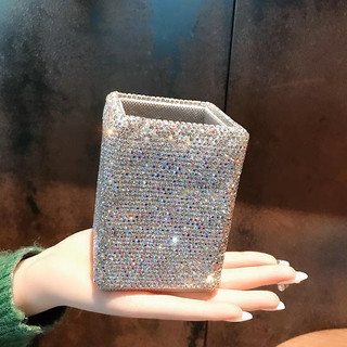 Ống đựng bút để bàn, đựng cọ trang điểm 7.3*10cm đính đá lấp lánh bling bling CAO CẤP