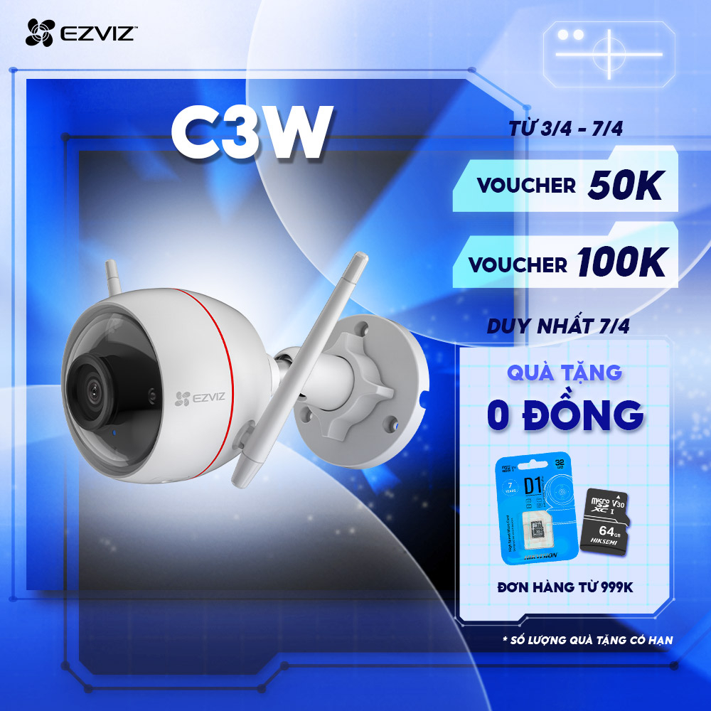 Camera WIFI Ngoài trời EZVIZ C3W-PRO 4MP, , Âm Thanh 2 Chiều, Đèn và Còi Báo Động, AI