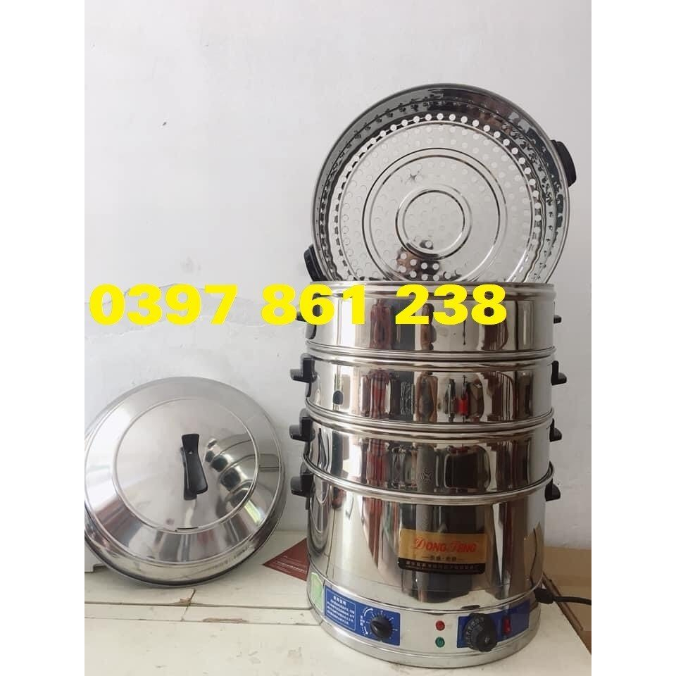 Nồi hấp xôi bằng điện 3 tầng đường kính 40cm, nồi hấp bánh bao, hấp pate, nồi hấp đa năng tiện dụng 