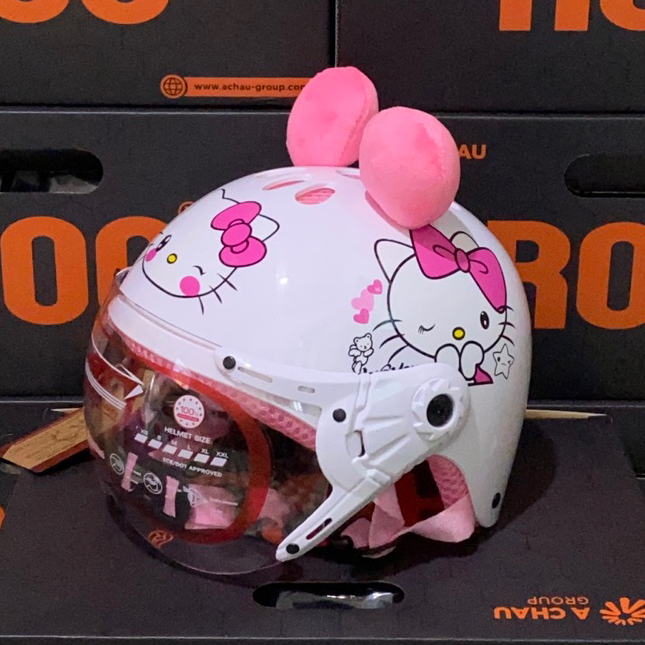 nón bảo hiểm cho bé có kính hello kitty - Phù hợp với bé từ 3 đến 7 tuổi - 11 lỗ thông hơi