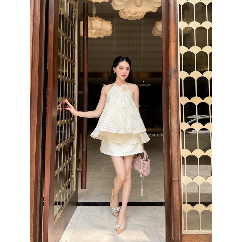 Set yếm vải ren hoa Vivian set thiết kế by Nather Studio
